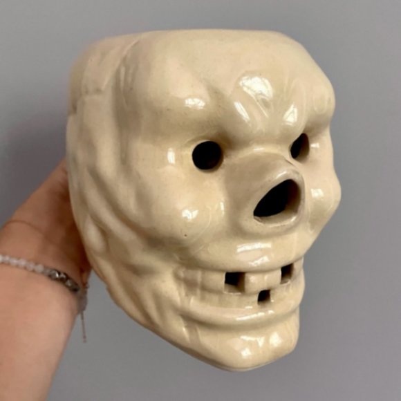 Vintage 60s Japan Tiki Skull Mug w/ Bone Handle